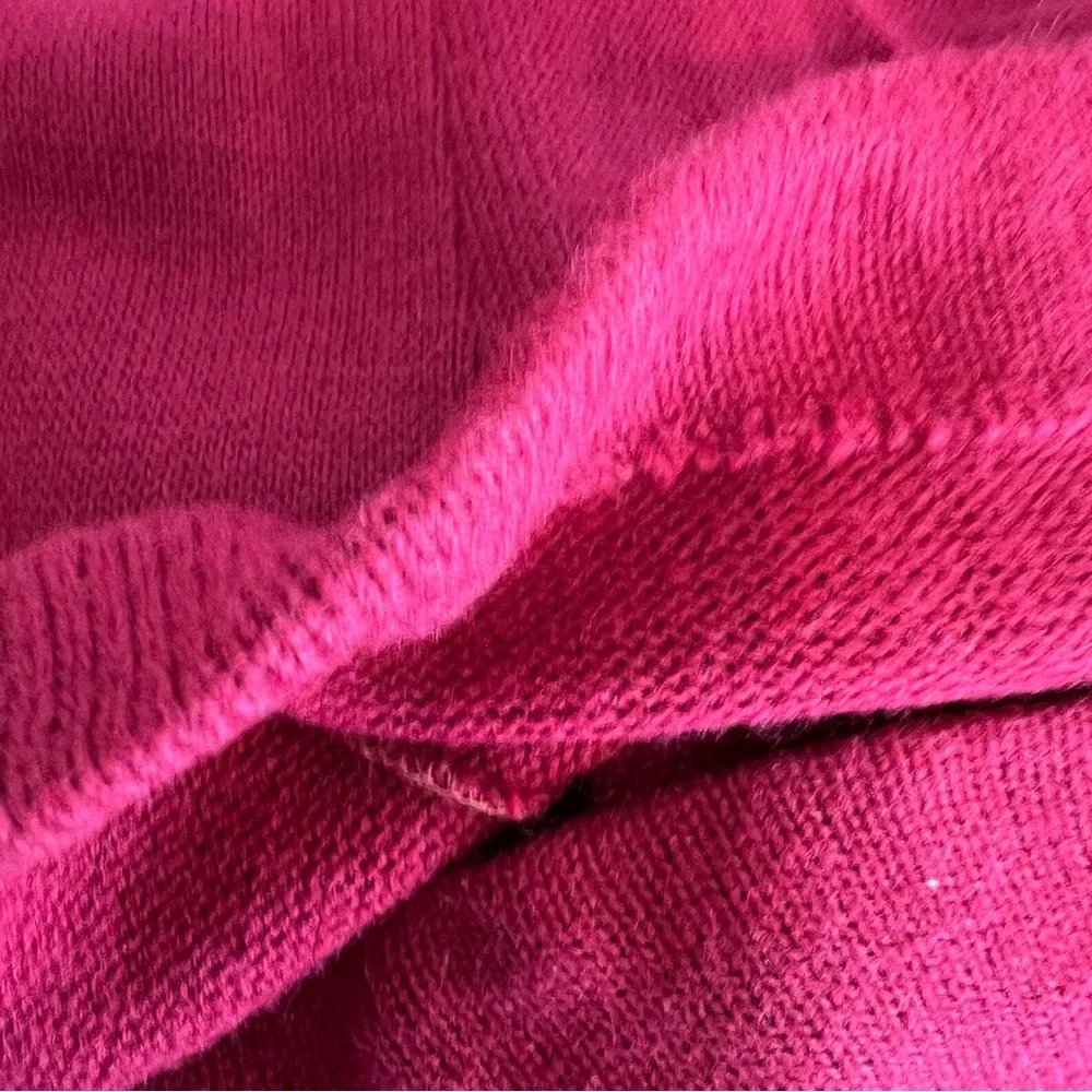 Vintage 70s Wool Blend Knit Shift Dress Sz 8 Burgundy Ivory Stretch Belt Silver - Picture 7 of 14